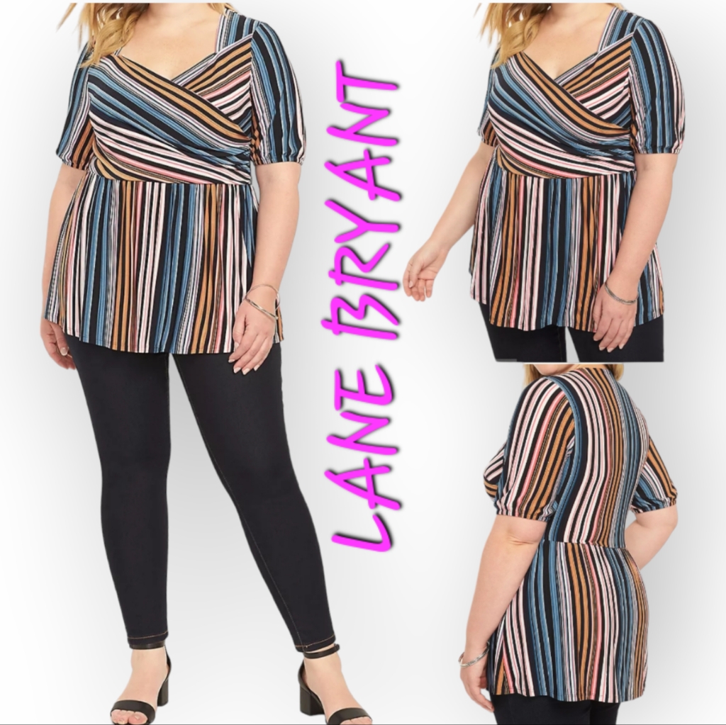Lane Bryant Classic Perfect Sleeve Sweetheart-Neck Surplice Peplum Top